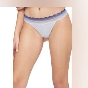 Calvin Klein Women's Lace-Trim Thong Underwear  Polished Blue